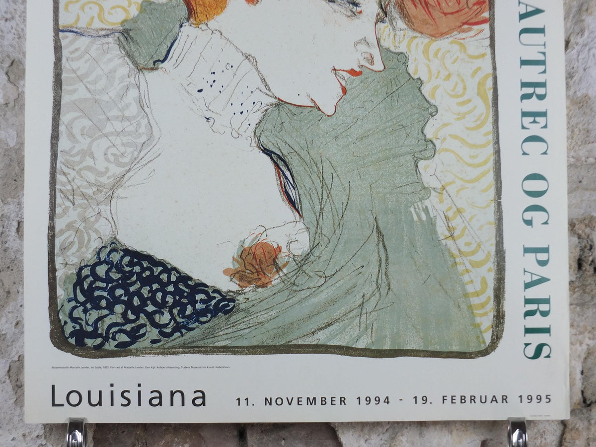 1995 Henri Toulouse-Lautrec Poster, Portrait Bust of Mademoiselle Marcelle Lender, Art Nouveau, gallery exhibition, wall art decor