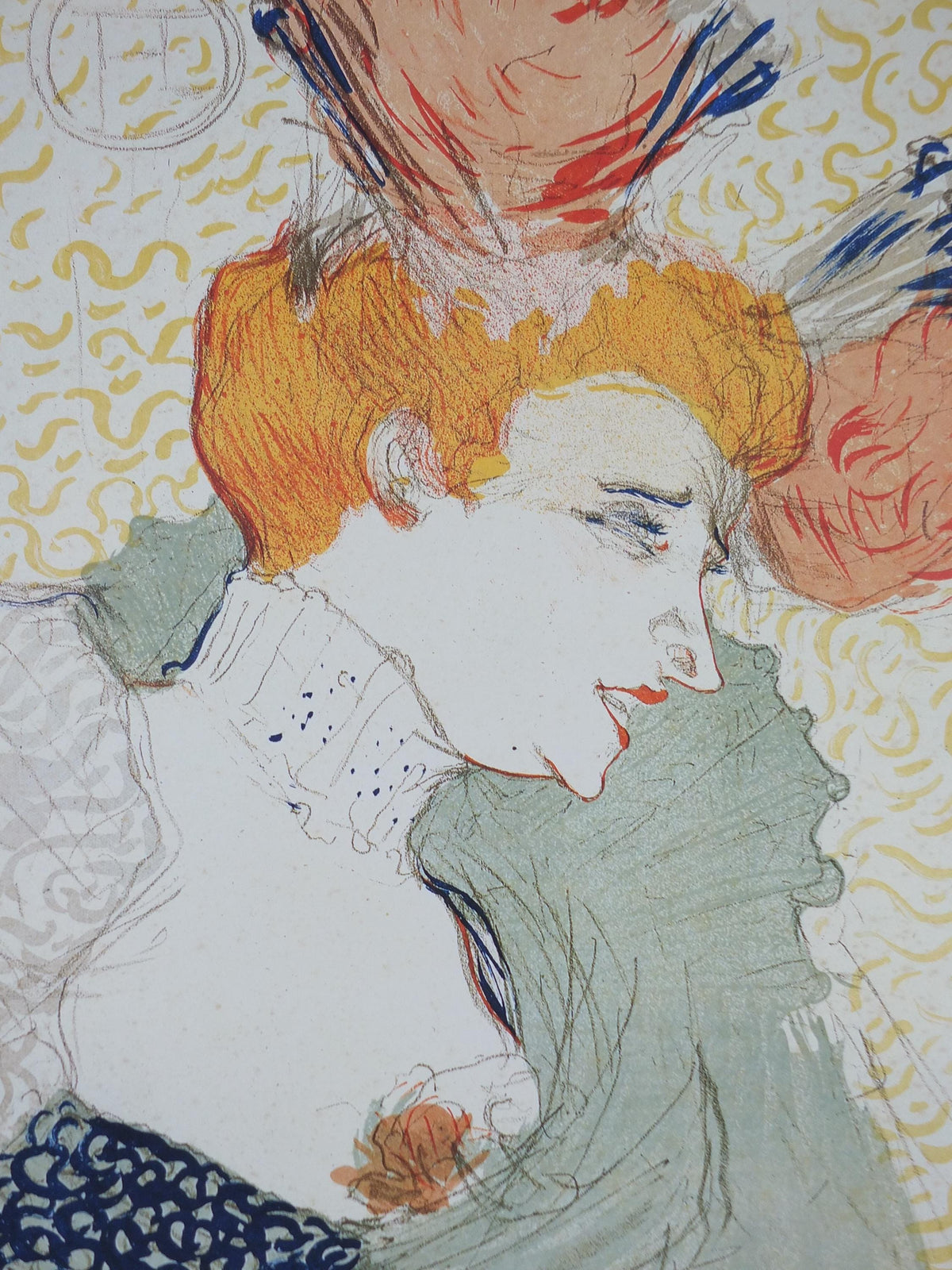 1995 Henri Toulouse-Lautrec Poster, Portrait Bust of Mademoiselle Marcelle Lender, Art Nouveau, gallery exhibition, wall art decor