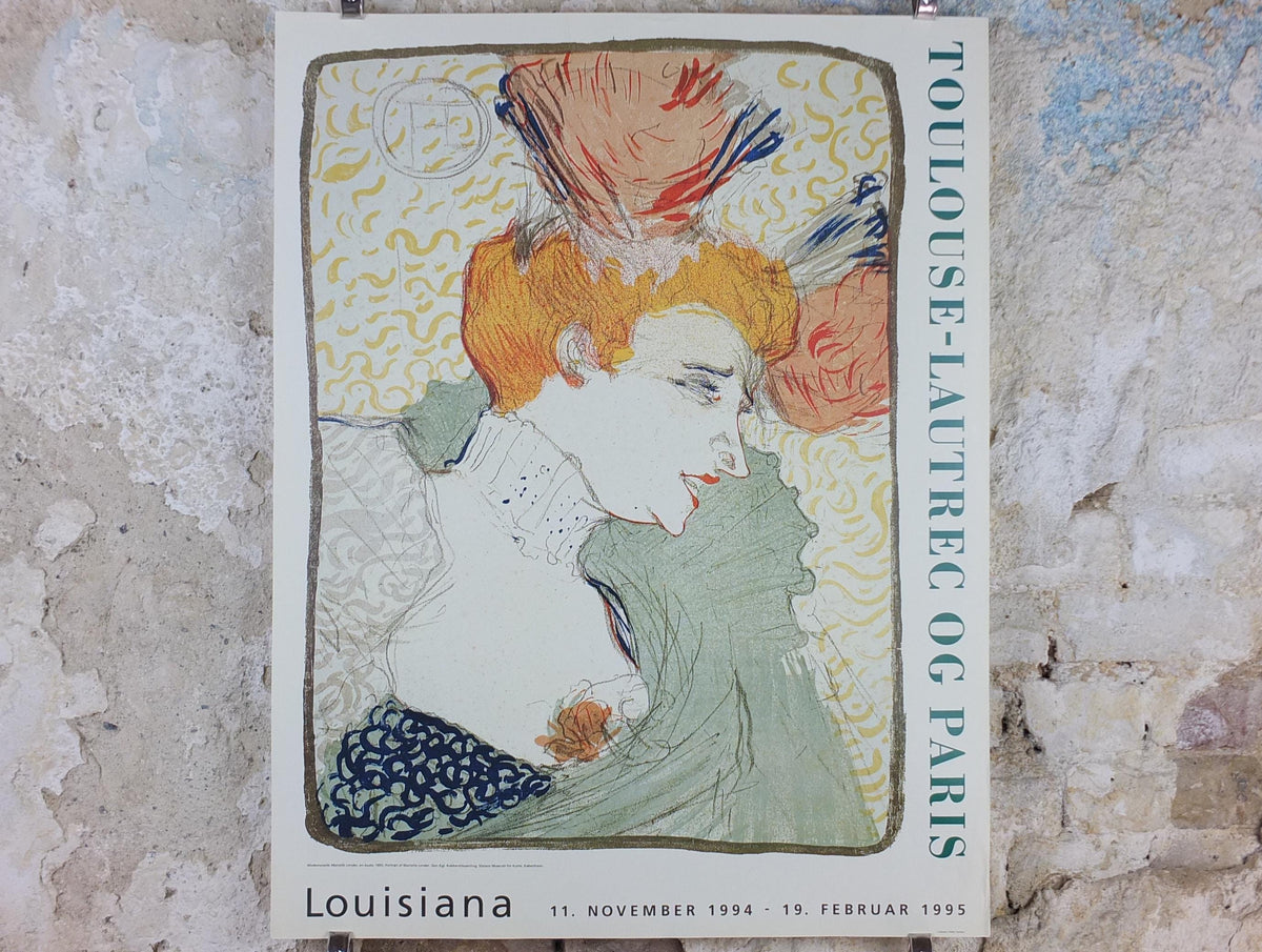 1995 Henri Toulouse-Lautrec Poster, Portrait Bust of Mademoiselle Marcelle Lender, Art Nouveau, gallery exhibition, wall art decor