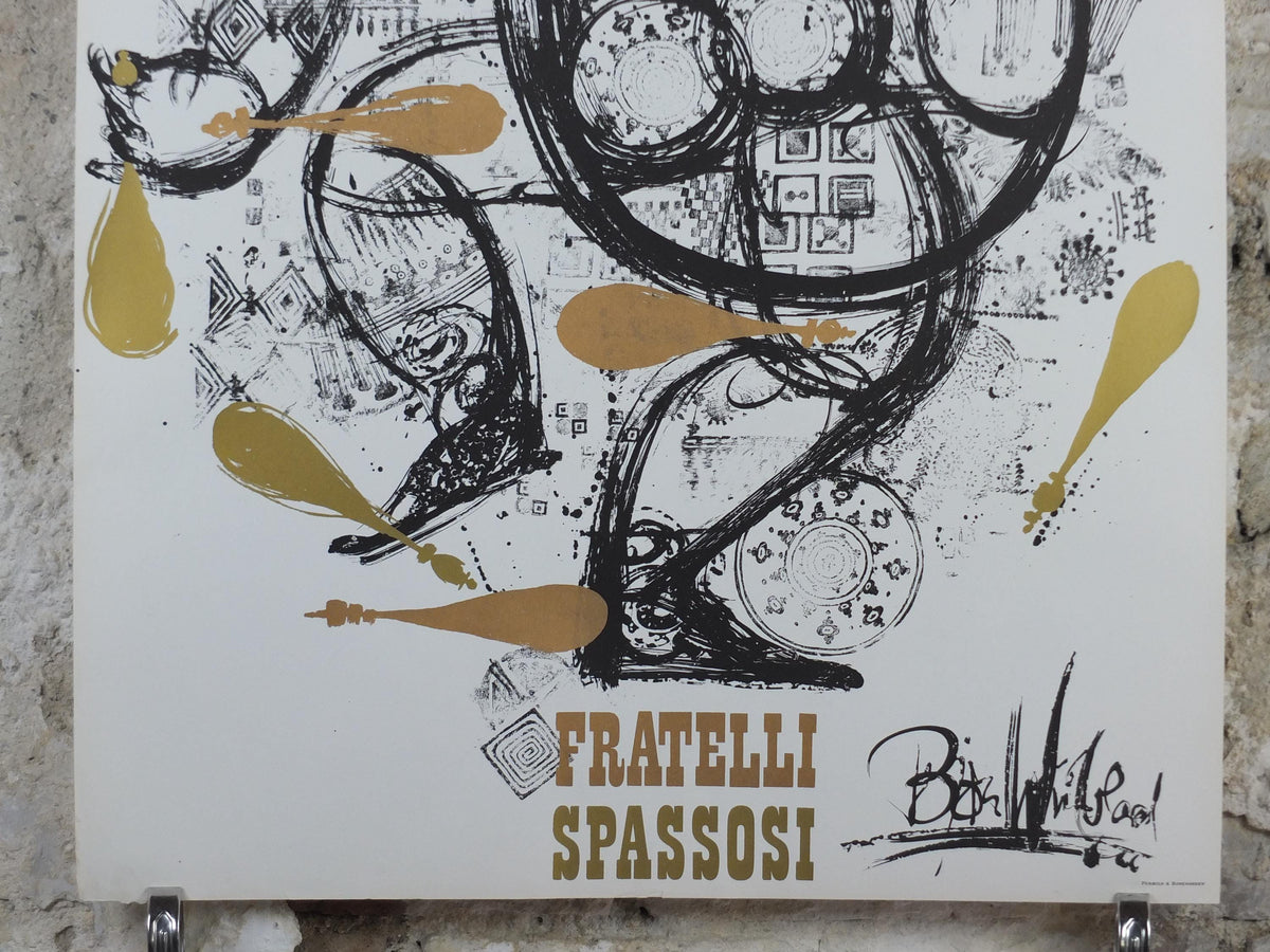 1966 Bjørn Wiinblad Poster, The Chuckle Brothers, Fratelli Spassosi, Juggling and Italian Performing Arts, theatre wall art decor