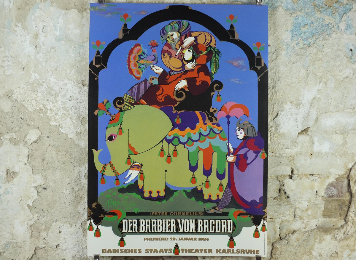 1984 Bjørn Wiinblad Poster, The Barber of Baghdad, Der Barbier von Bagdad, Peter Cornelius Badisches Staatstheater Karlsruhe, wall art decor