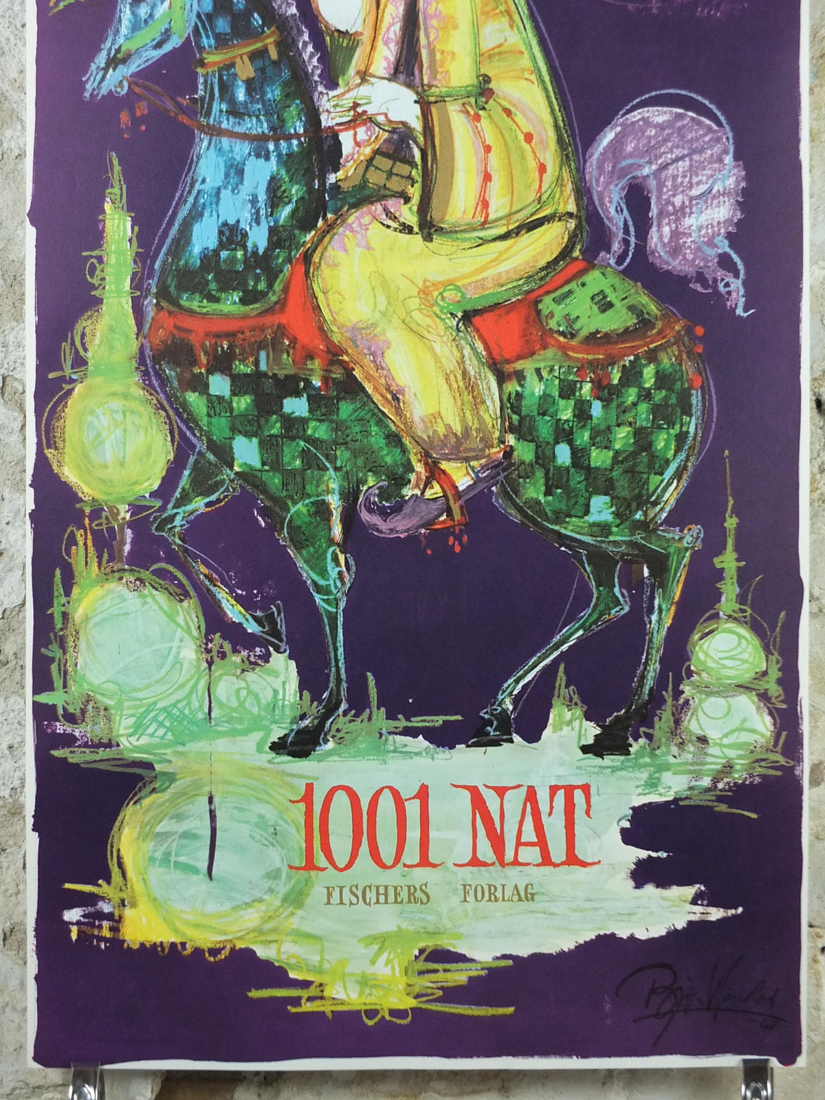 1961 Bjørn Wiinblad Poster, 1001 Arabian Nights, The Story of the Three Sisters, Shahryar & Scheherazade Middle Eastern tales wall art decor