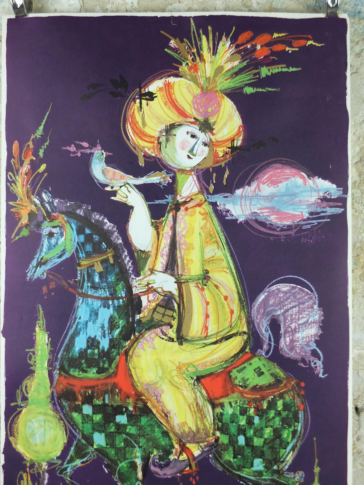 1961 Bjørn Wiinblad Poster, 1001 Arabian Nights, The Story of the Three Sisters, Shahryar & Scheherazade Middle Eastern tales wall art decor