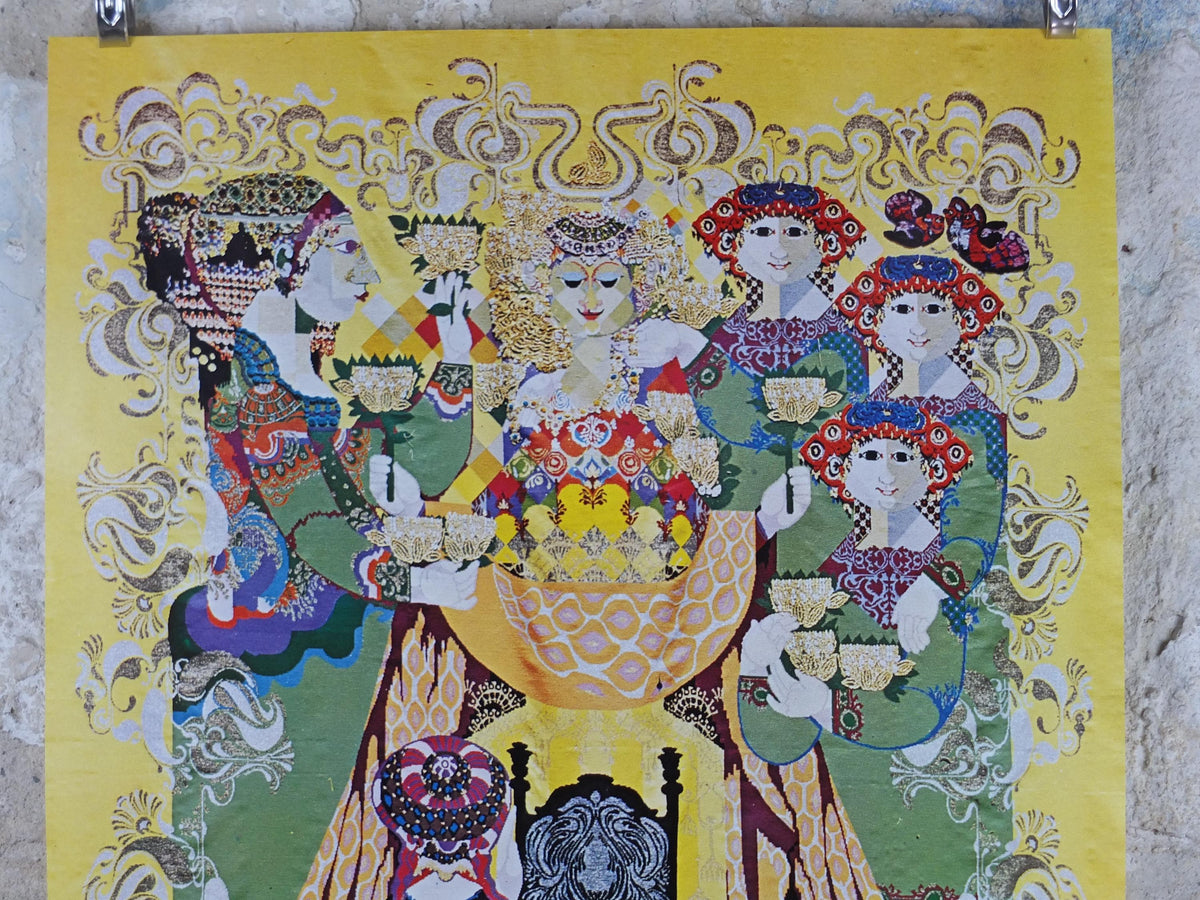 1972 Bjørn Wiinblad Tapestries Poster, 1001 Arabian Nights, Story of Three Sisters, Shahryar & Scheherazade Middle Eastern, wall art decor