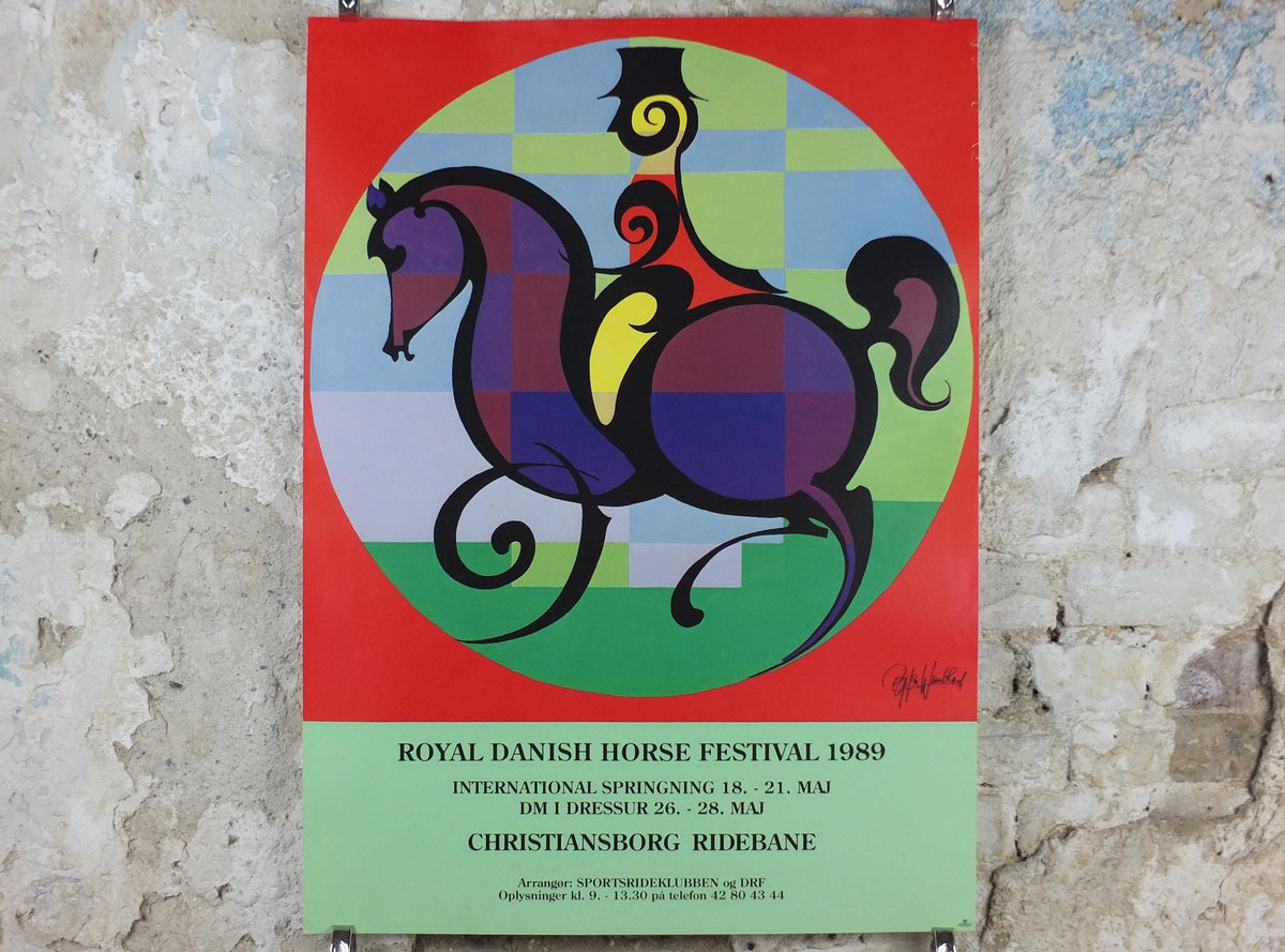 1989 Bjørn Wiinblad Poster, Royal Danish Horse Festival, at Christiansborg Ridebane, Dressage and Equestrian, Hest, wall art decor