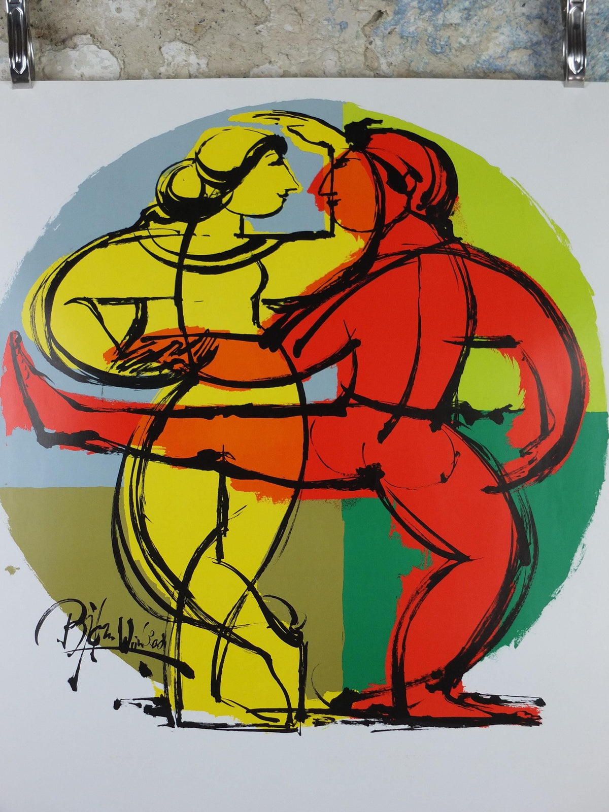 1982 Bjørn Wiinblad Poster, Edition Wilhelm Hansen, Music publishing, 125th anniversary, dancers, wall art decor