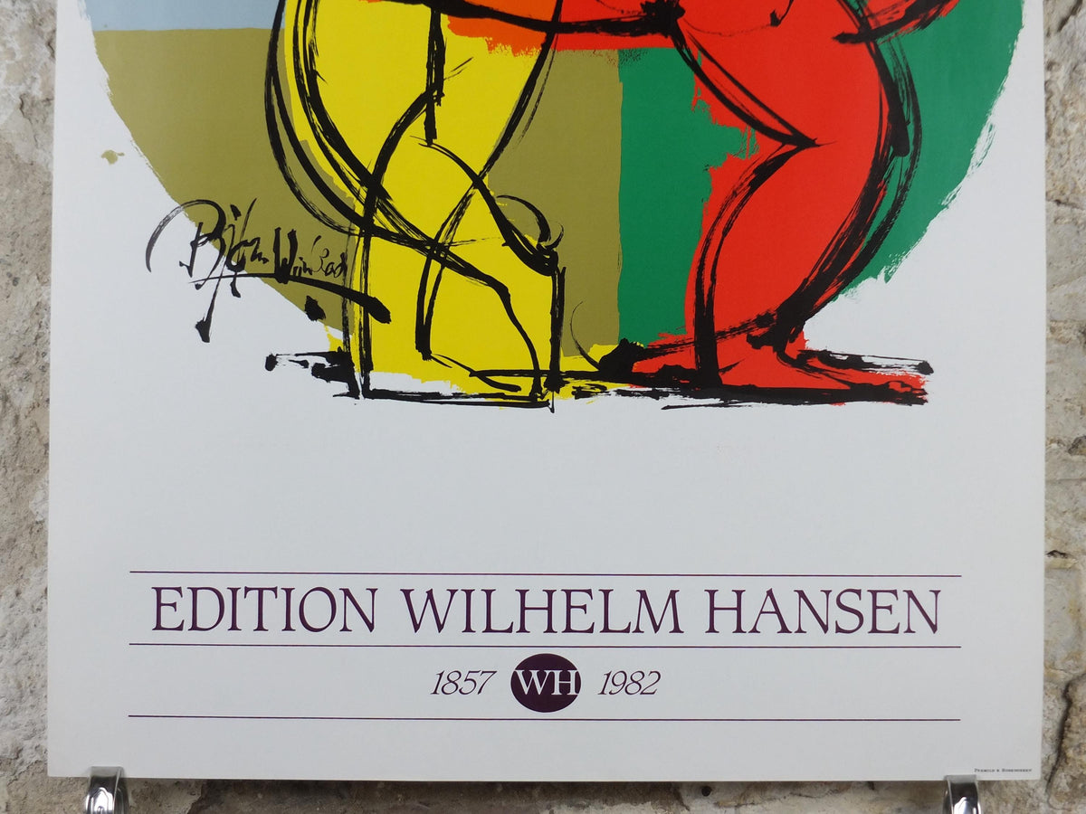 1982 Bjørn Wiinblad Poster, Edition Wilhelm Hansen, Music publishing, 125th anniversary, dancers, wall art decor