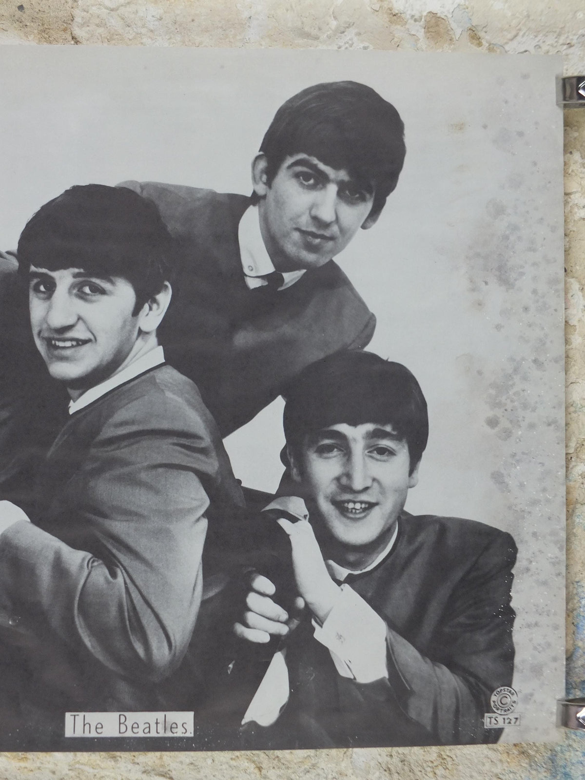 1960s Beatles Poster, Limited Edition, Topstar Portraits, Lennon Harrison McCartney Starr Apollo Marketing, edge foxing music wall art decor