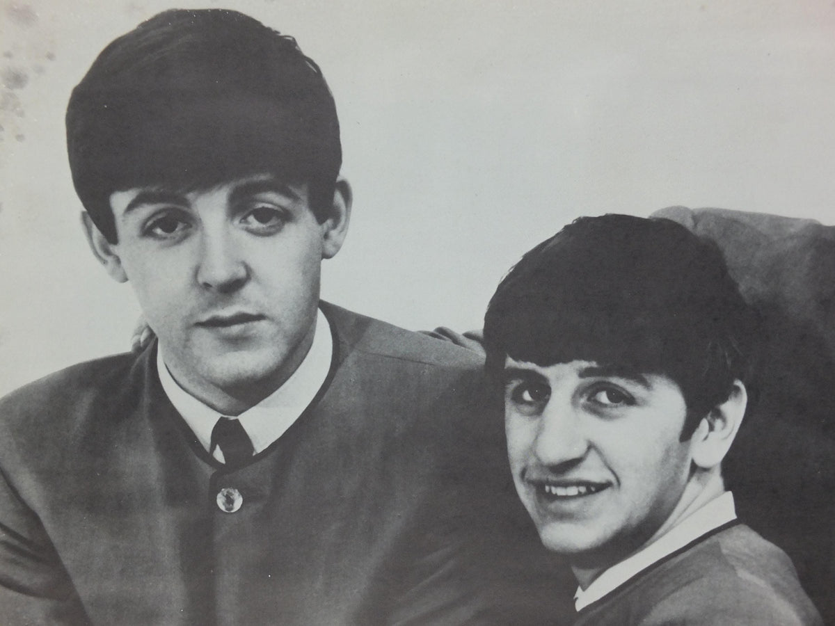 1960s Beatles Poster, Limited Edition, Topstar Portraits, Lennon Harrison McCartney Starr Apollo Marketing, edge foxing music wall art decor