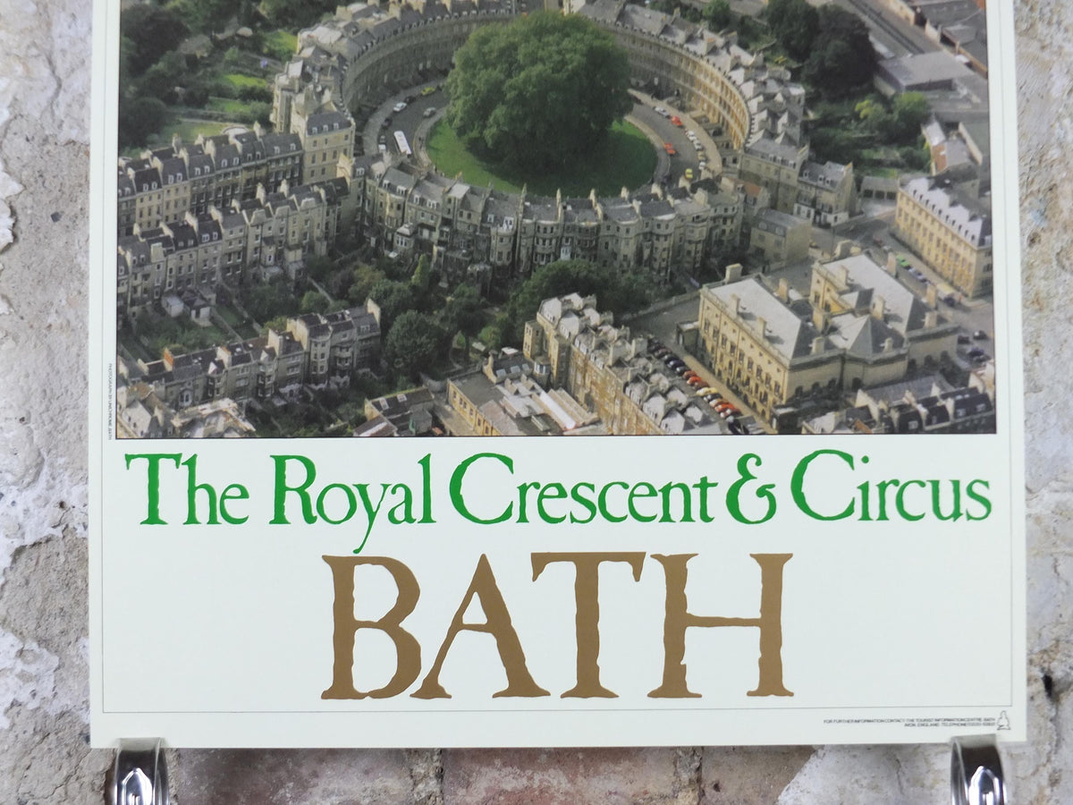 1970s Bath Travel Poster Royal Crescent & Circus, Tourist Information Centre, Avon, Somerset, England, United Kingdom, travel wall art decor