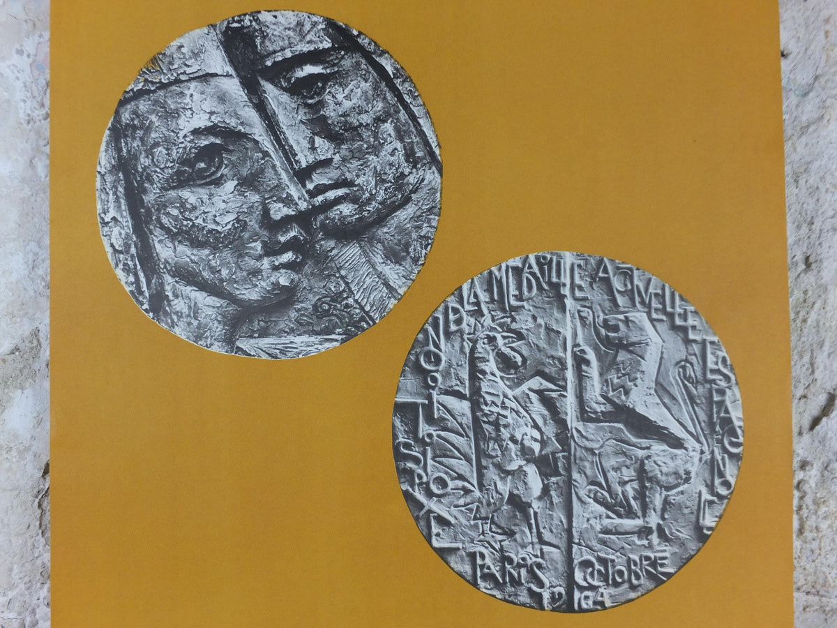 1964 Museum of Money Poster, French Musée de la Monnaie, la Médaille Espagnole Actuelle, coins, artist gallery exhibition wall art decor