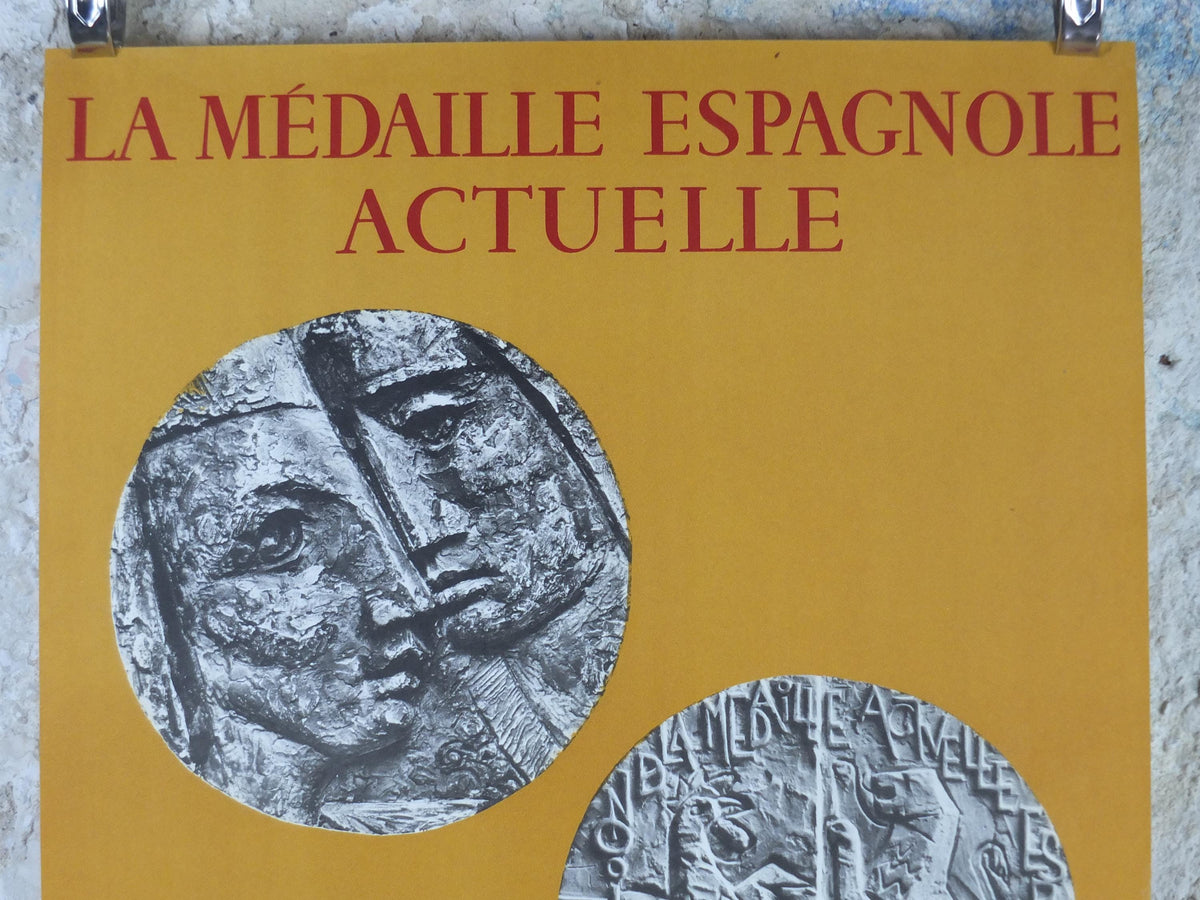 1964 Museum of Money Poster, French Musée de la Monnaie, la Médaille Espagnole Actuelle, coins, artist gallery exhibition wall art decor