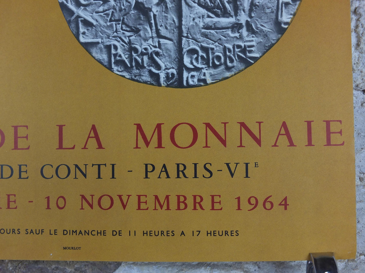 1964 Museum of Money Poster, French Musée de la Monnaie, la Médaille Espagnole Actuelle, coins, artist gallery exhibition wall art decor