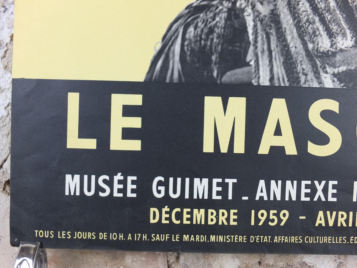 1959 Masquerade Mask Poster, Le Masque, Musee Guimet, surrealism, photography gallery exhibition, wall art decor
