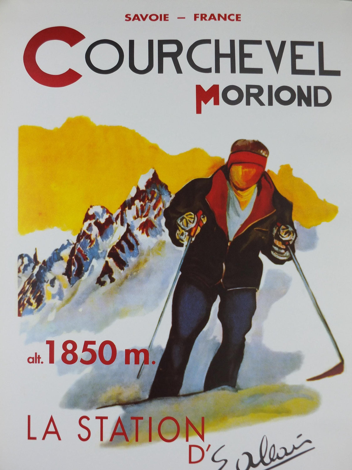 2001 Courchevel Moriond Poster, Skiing in Savoie France, by E Allain, travel advertising print wall art decor