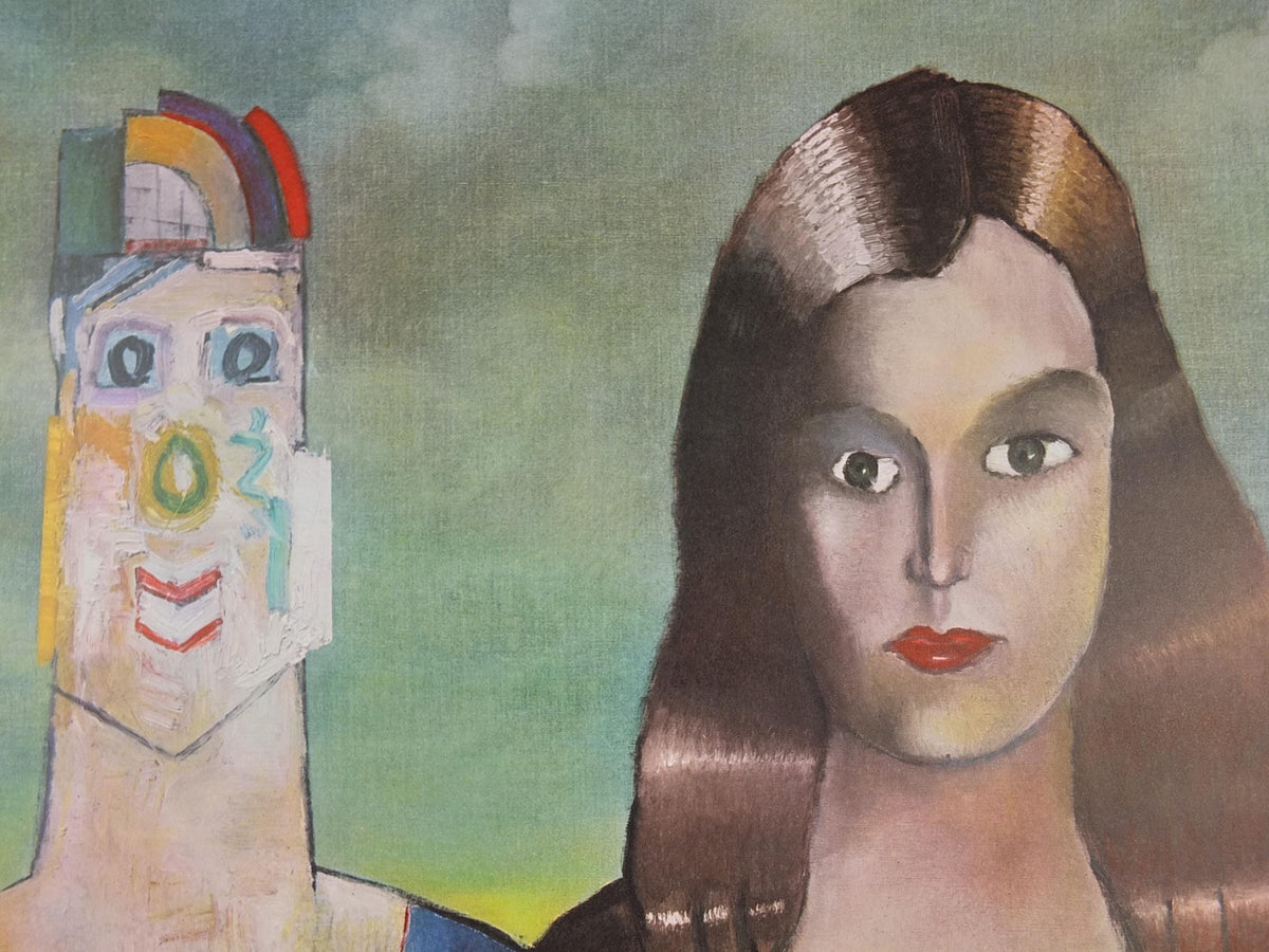 1971 Saul Steinberg Poster, The Couple 1971, American conceptual artist, Galerie Maeght Paris, gallery exhibition wall art decor