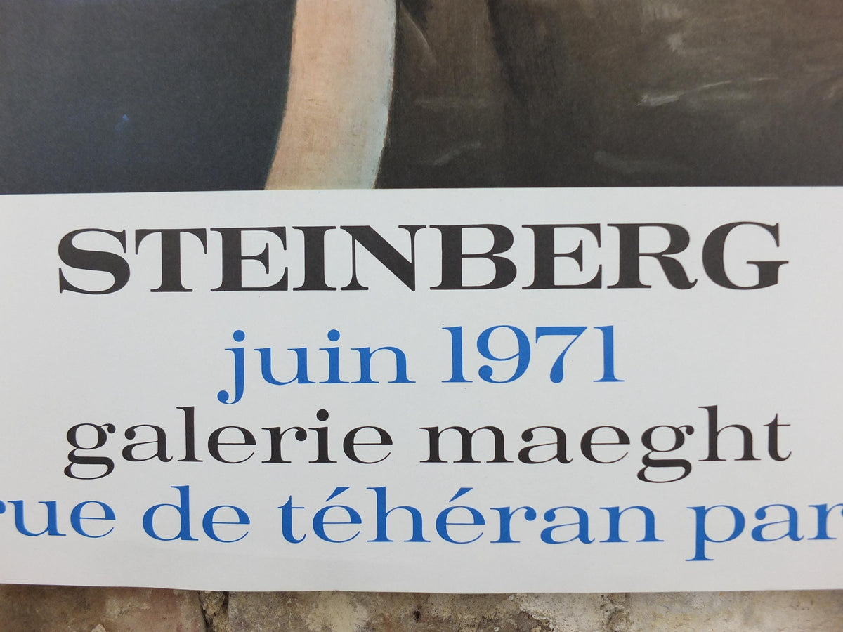 1971 Saul Steinberg Poster, The Couple 1971, American conceptual artist, Galerie Maeght Paris, gallery exhibition wall art decor