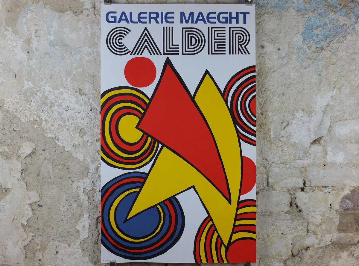1973 Alexander Calder Poster, The Triangles and Spirals, Galerie Maeght Paris, Innovative Mobiles artist, gallery exhibition, wall art decor