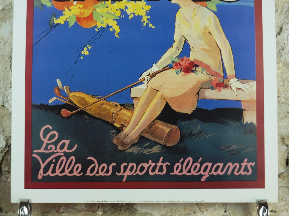 2002 Cannes Poster, The City of Elegant Sports, La Ville des sports elegants, by SEM, travel advertising print wall art decor