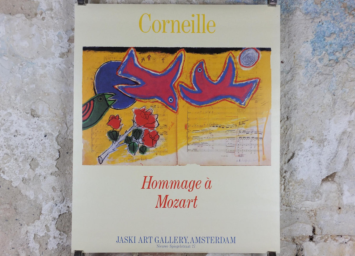 1988 Corneille Poster, Homage to Mozart, Cobra Group, Reflex Movement, Guillaume Beverloo, artist gallery exhibition, wall art decor