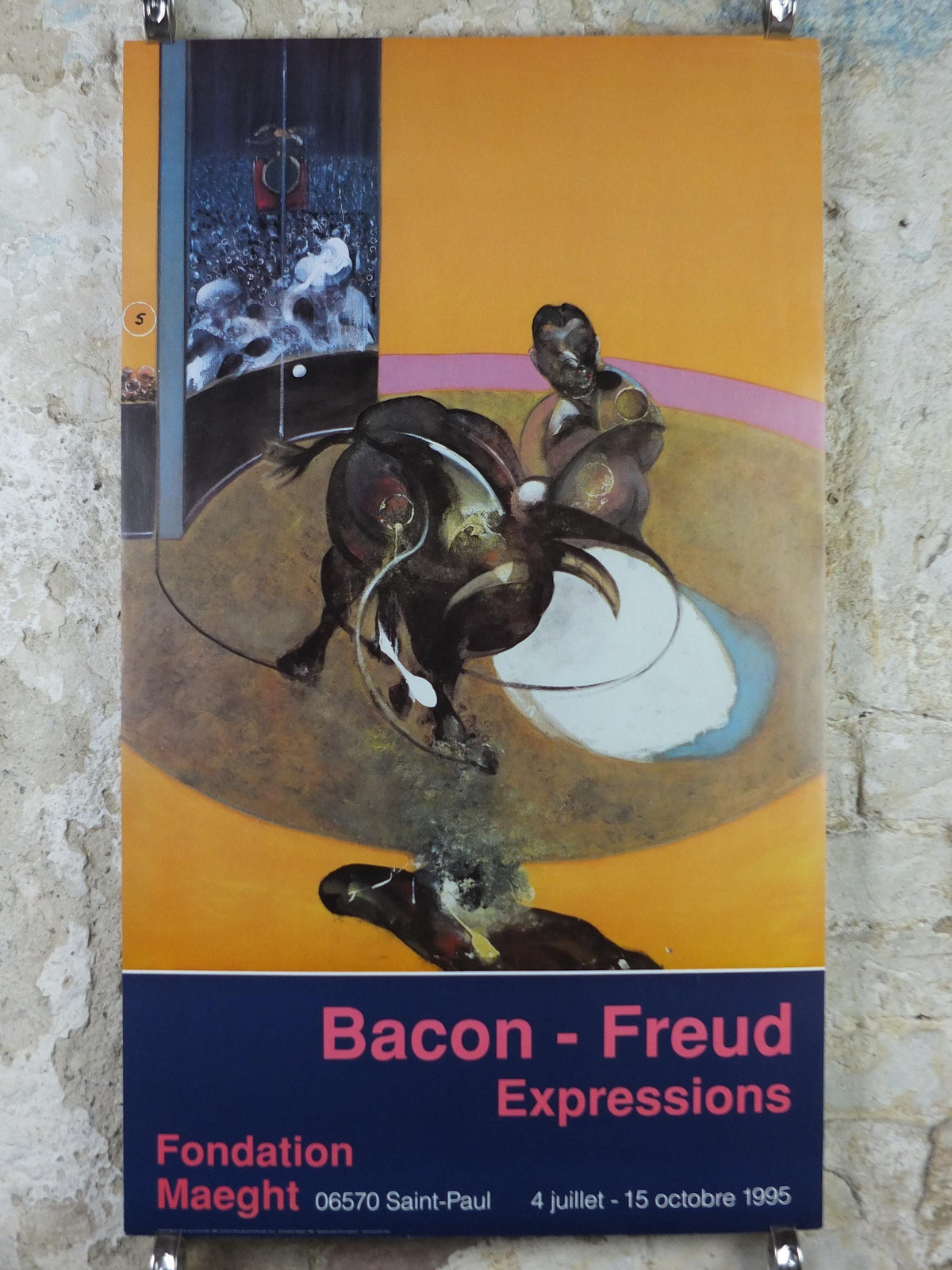 1995 Francis Bacon Poster, Study for a Bullfight 1969, Fondation Maeght, Figurative Realism, gallery exhibition, wall art decor