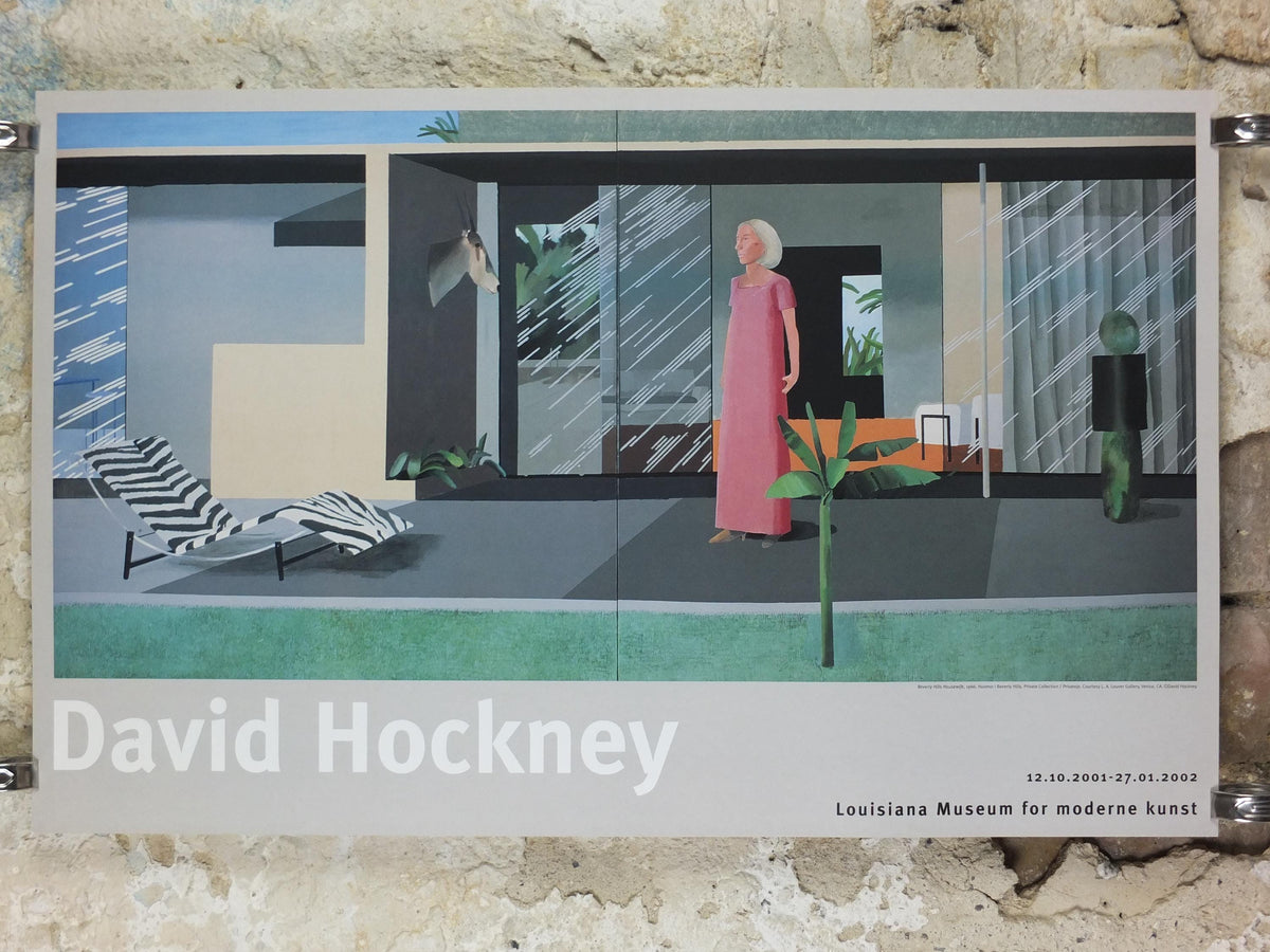 2001 David Hockney Poster, Beverly Hills Housewife 1966, Louisiana Museum of Modern Art, Pop Art, gallery exhibition wall art decor