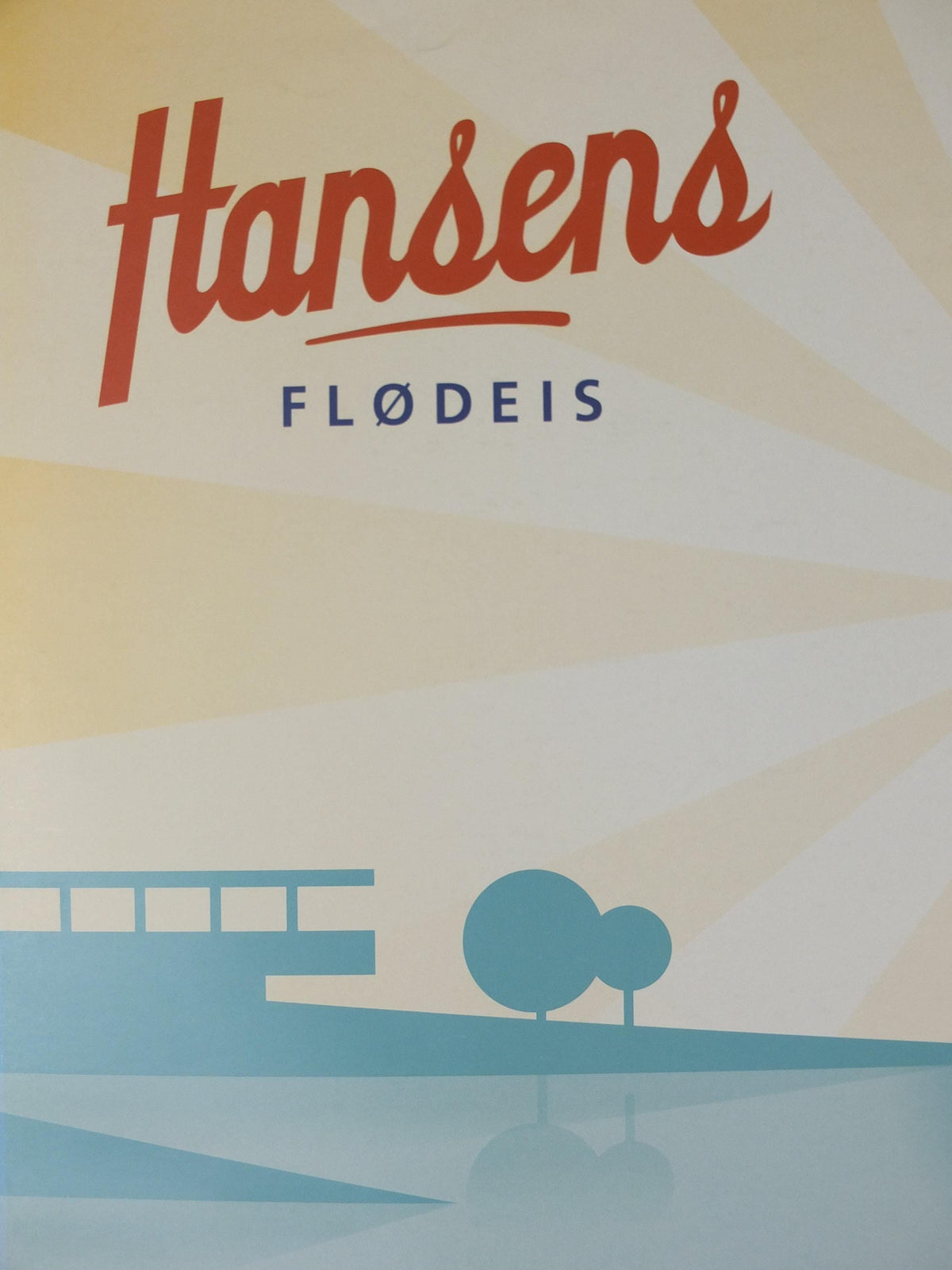 Hansens Ice Cream Poster, Hansens flødeis, girl with ice cream in a swimming ring, advertising retro wall art decor