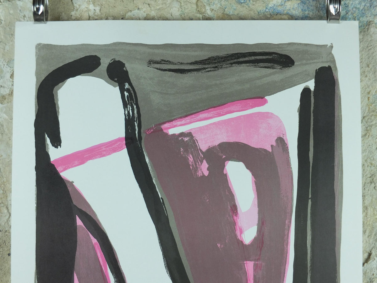 1980 Bram Van Valde Poster, Abstract Surrealism, Pink Tachisme and Lyrical Abstraction, Galerie Maeght, gallery exhibition wall art decor