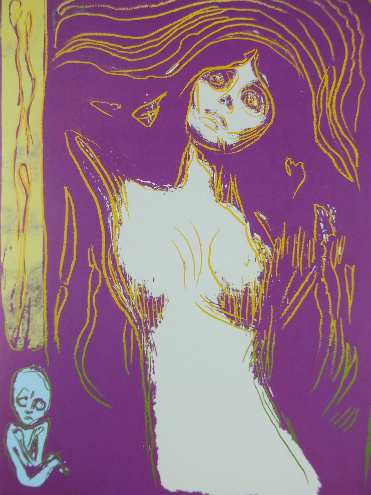 2010 Andy Warhol Poster, Madonna & Self Portrait with Skeleton's Arm (after Munch) 1984, Pop Art, Expressionism, gallery wall art decor