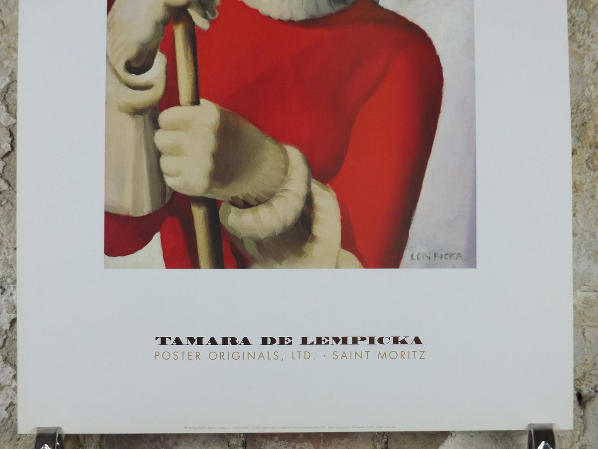2000 Tamara de Lempicka Poster, St Moritz 1929, Red ski suit Lady, Art Deco Nouveau, cubism neoclassical gallery exhibition, wall art decor