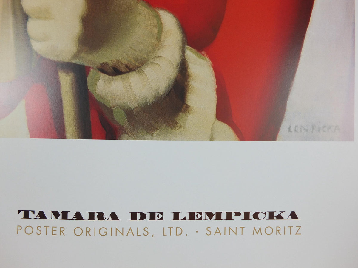 2000 Tamara de Lempicka Poster, St Moritz 1929, Red ski suit Lady, Art Deco Nouveau, cubism neoclassical gallery exhibition, wall art decor