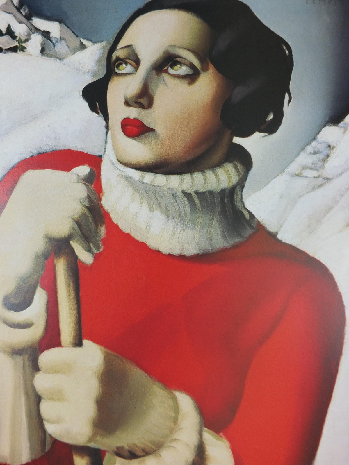 2000 Tamara de Lempicka Poster, St Moritz 1929, Red ski suit Lady, Art Deco Nouveau, cubism neoclassical gallery exhibition, wall art decor