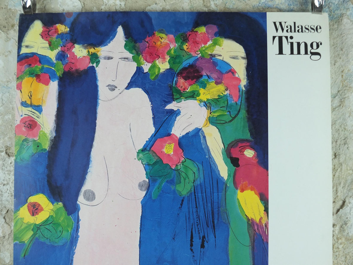 1990 Walasse Ting Poster, Three ladies with parrots, colourful popular figuratism, pop art, gallery, wall art decor