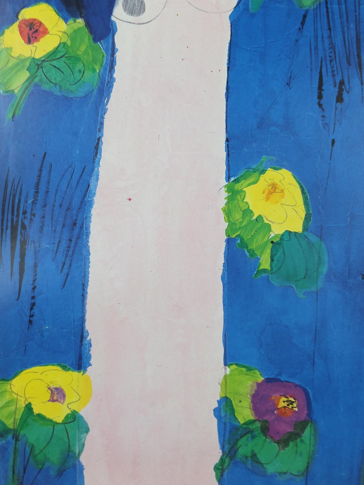 1990 Walasse Ting Poster, Three ladies with parrots, colourful popular figuratism, pop art, gallery, wall art decor