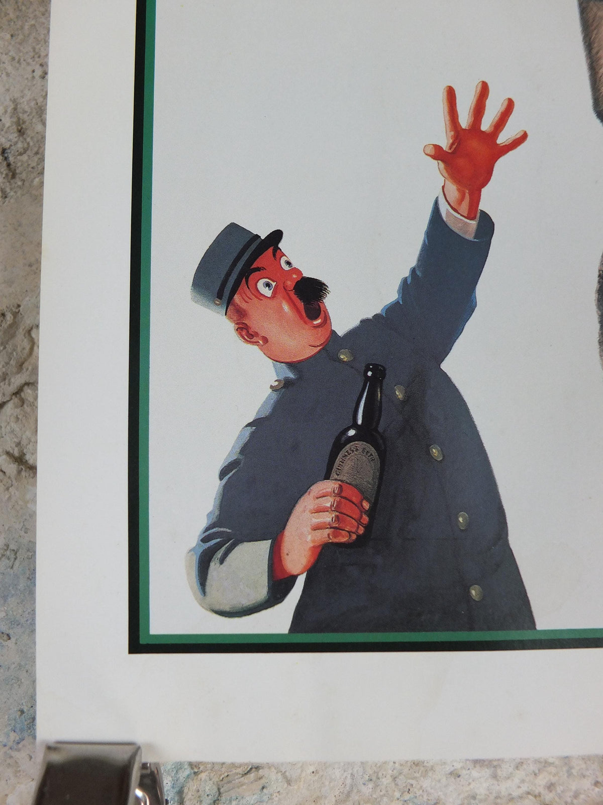 1981 John Gilroy Guinness Toucan Poster, Ostrich 1936, Guinness Zookeeper with ostrich who has swallowed his pint, wall art retro decor
