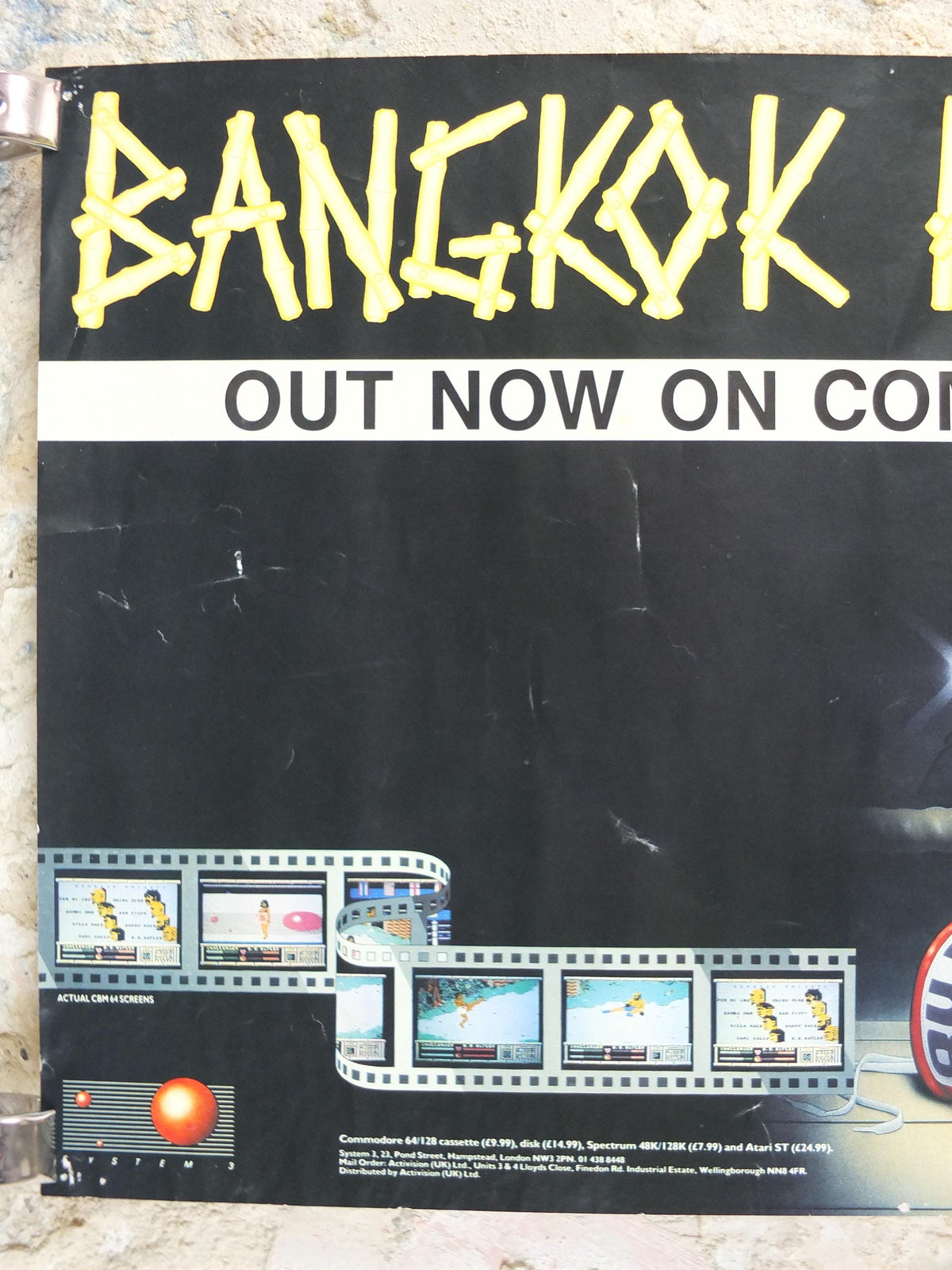 1987 Bangkok Knights Poster, computer game from System 3, Thai boxing, C64 Commodore gaming wall art decor