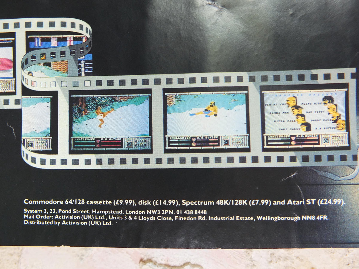 1987 Bangkok Knights Poster, computer game from System 3, Thai boxing, C64 Commodore gaming wall art decor