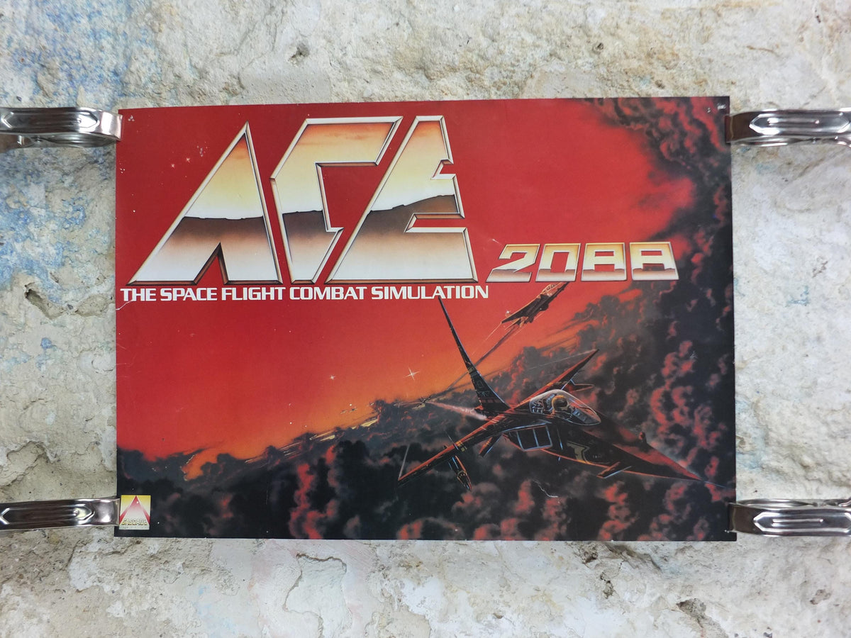 1988 Ace 2088 Poster, Enemies, computer game from Cascade Games Ltd, Arcade shoot em up, C64 Commodore gaming wall art decor