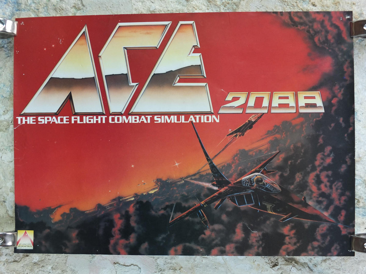 1988 Ace 2088 Poster, Enemies, computer game from Cascade Games Ltd, Arcade shoot em up, C64 Commodore gaming wall art decor