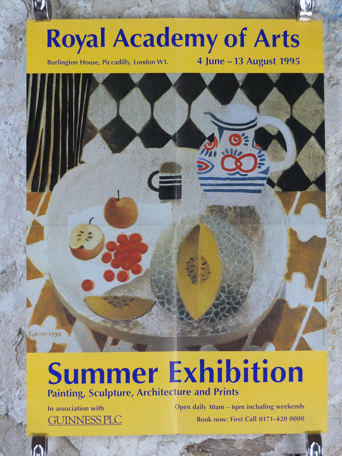 1995 Mary Fedden Poster, Summer Exhibition, Royal Academy of Arts, The Matisse Jug 1955, naive art, artist gallery exhibition wall art decor