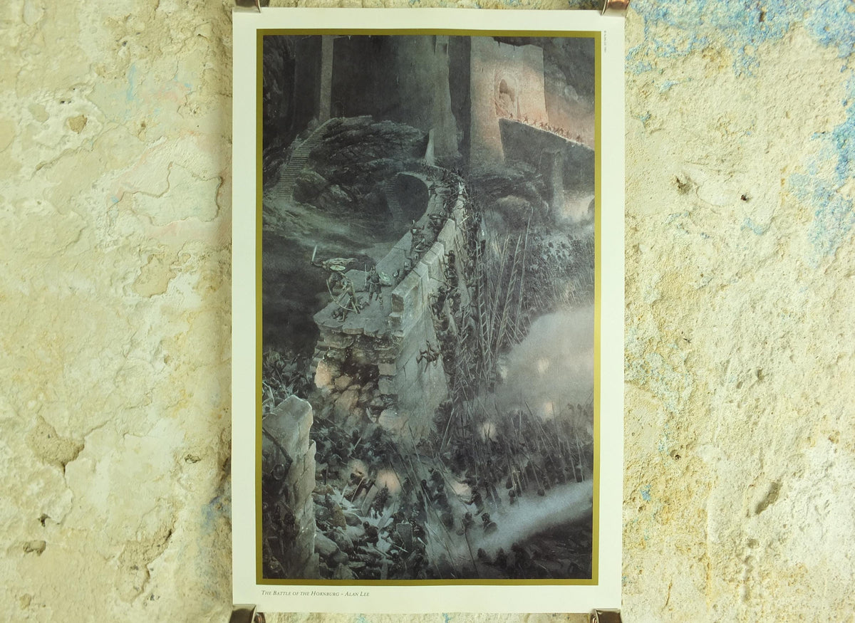 1994 The Battle of the Hornburg Poster, by Alan Lee, Tolkien Centenary Lord of the Rings, Helms Deep Rohan, Two Towers, print wall art decor