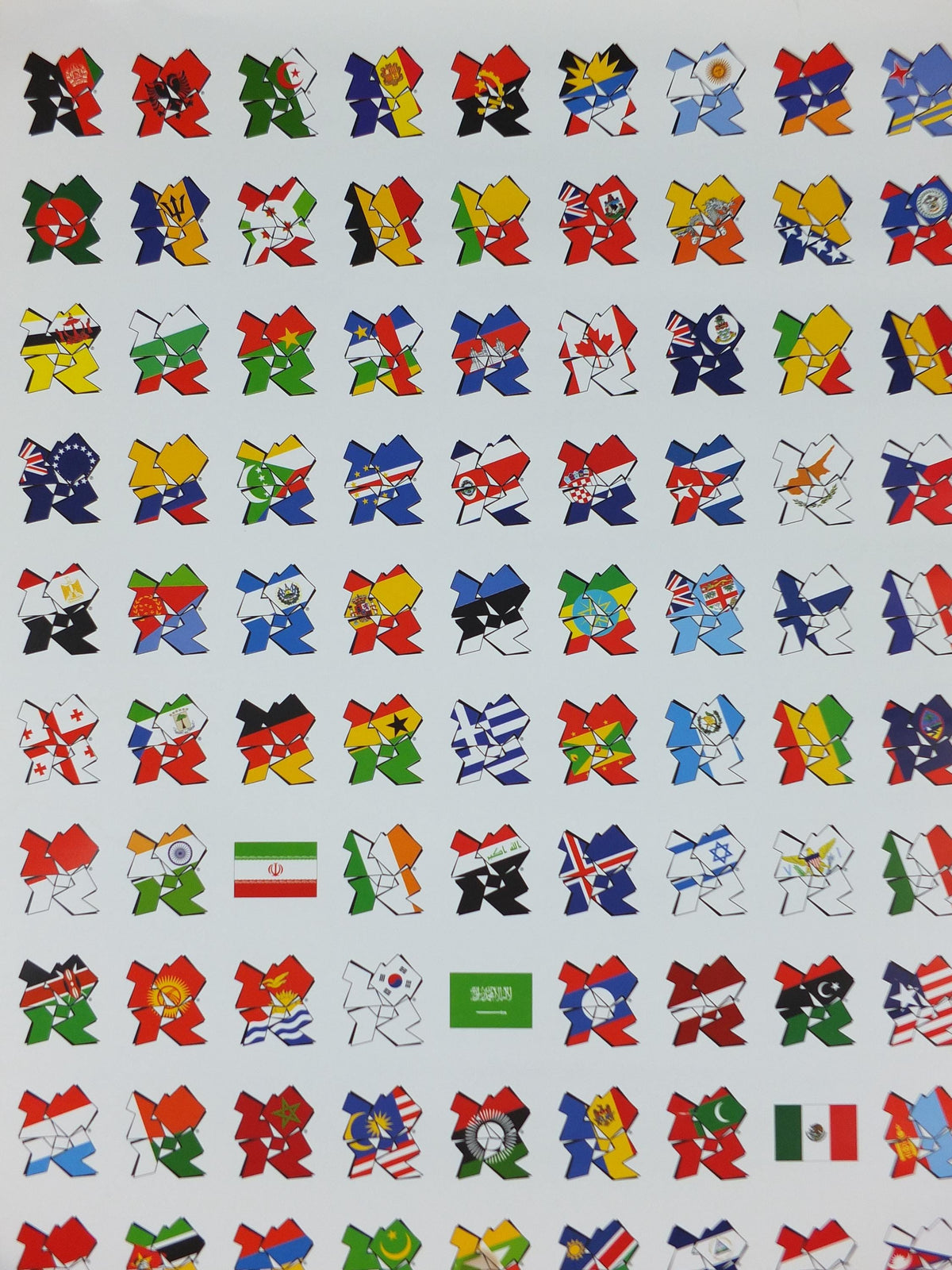 2012 London Olympics Poster, Flags of the participating nations in logo style, LondOn 2012, XXX Olympiad, post modern, sport wall art decor