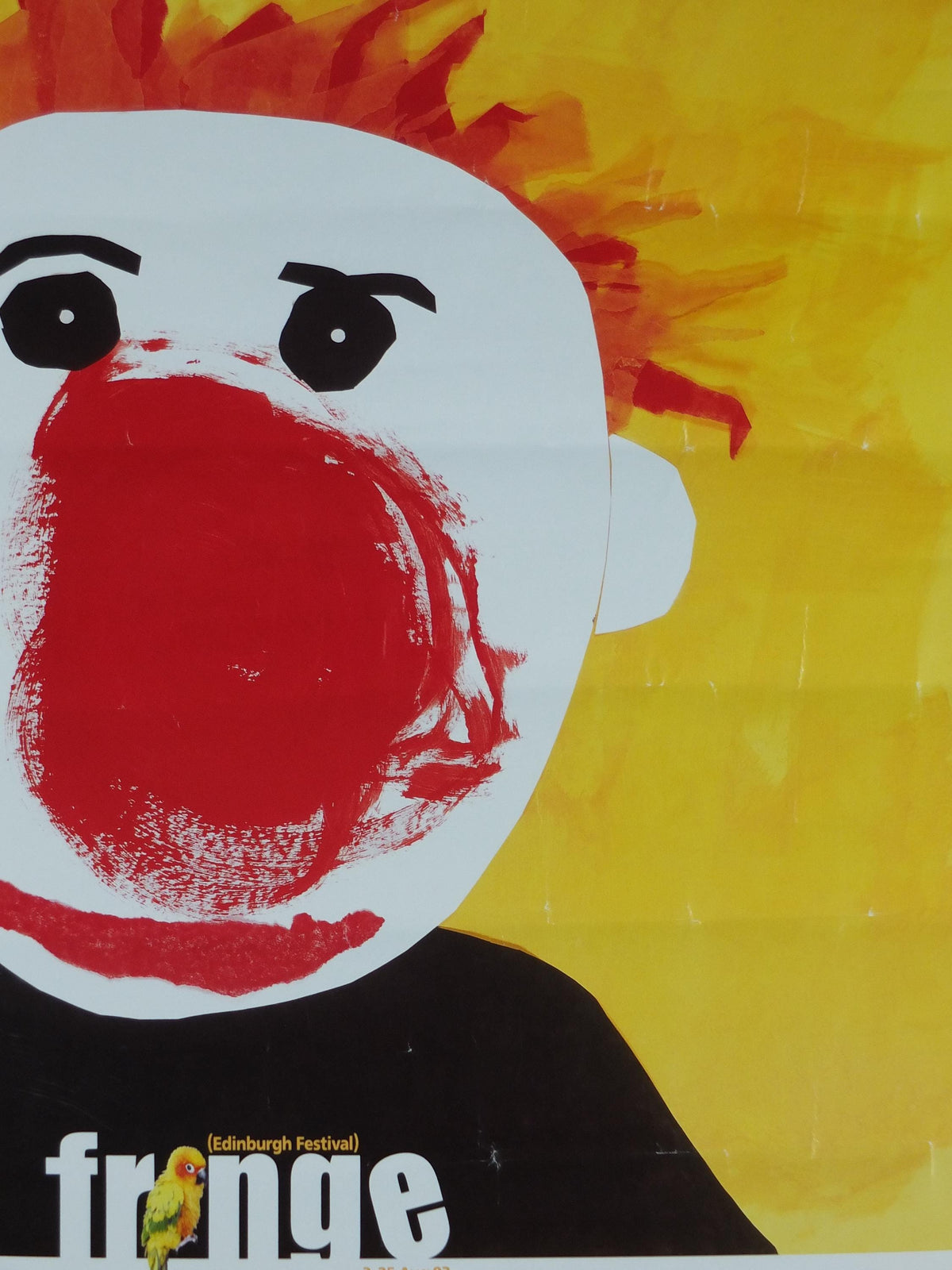 2003 Edinburgh Festival Fringe Poster, Arts Festival, clown entertainer, artwork by Jennifer Worral, wall art decor