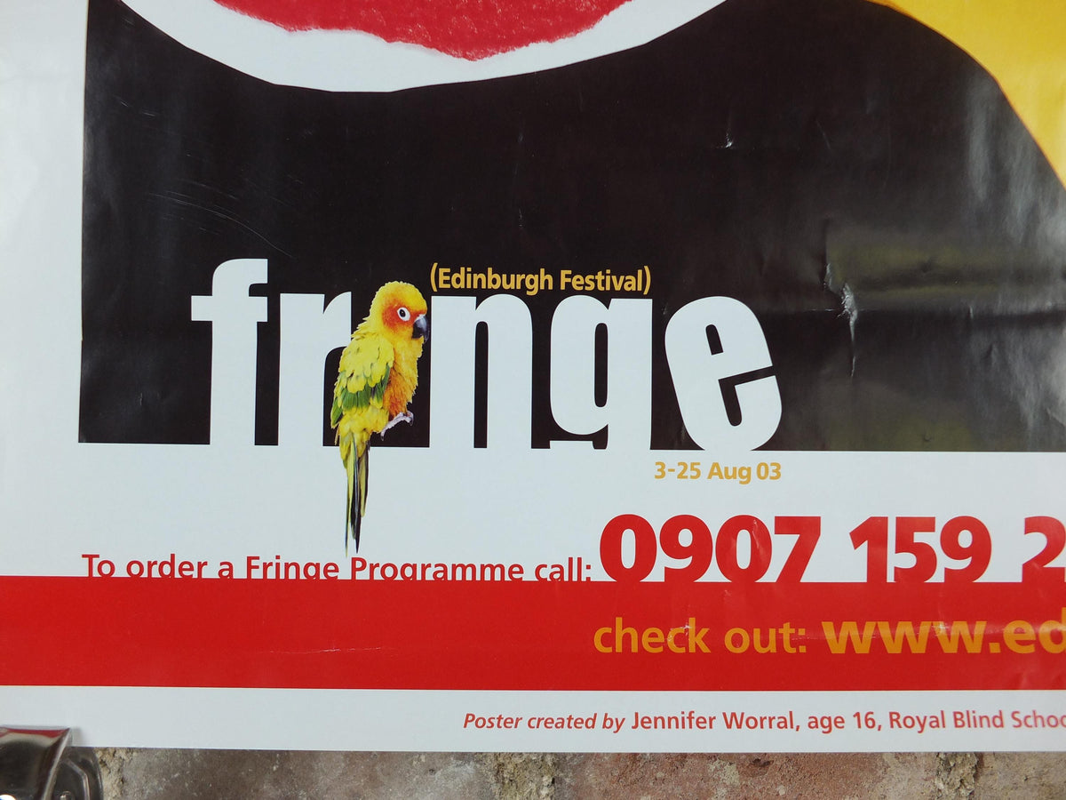 2003 Edinburgh Festival Fringe Poster, Arts Festival, clown entertainer, artwork by Jennifer Worral, wall art decor