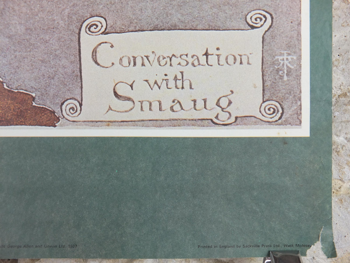 1970s Conversation with Smaug Poster, J.R.R. Tolkien, George Allen & Unwin Lord of the Rings, Hobbit, Camden Graphics fantasy wall art decor