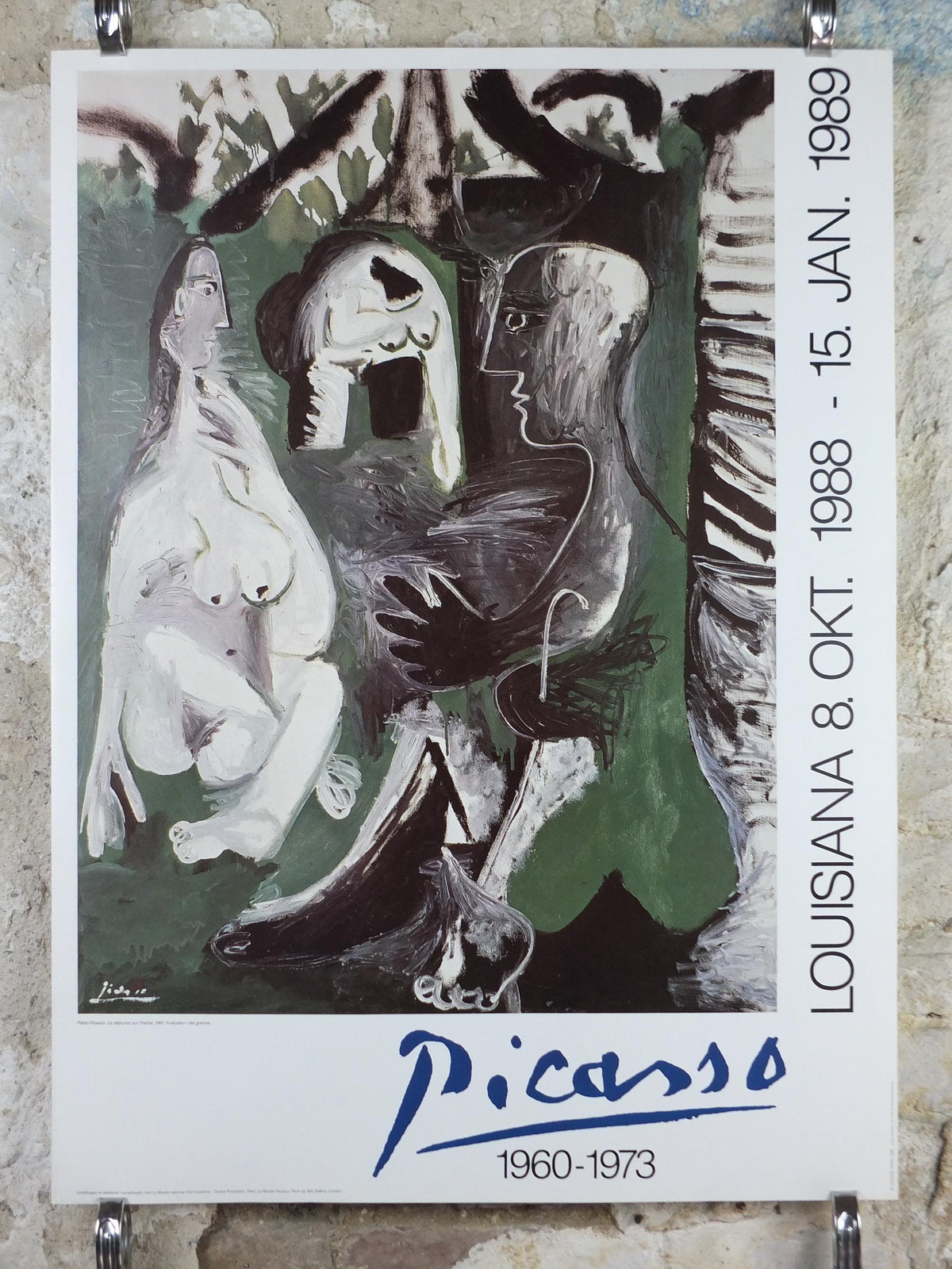 1988 Pablo Picasso Poster, Lunch on the Grass 1961, Louisiana Copenhagen, Le déjeuner sur l'herbe, artist gallery exhibition, wall art decor