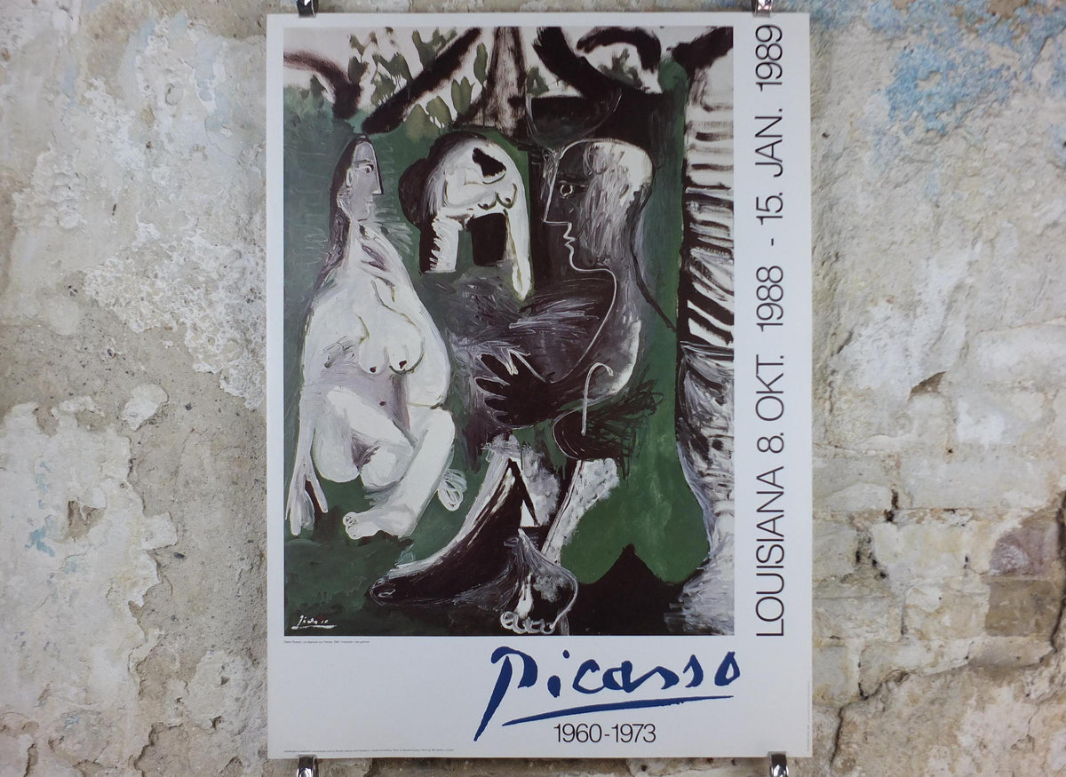 1988 Pablo Picasso Poster, Lunch on the Grass 1961, Louisiana Copenhagen, Le déjeuner sur l'herbe, artist gallery exhibition, wall art decor