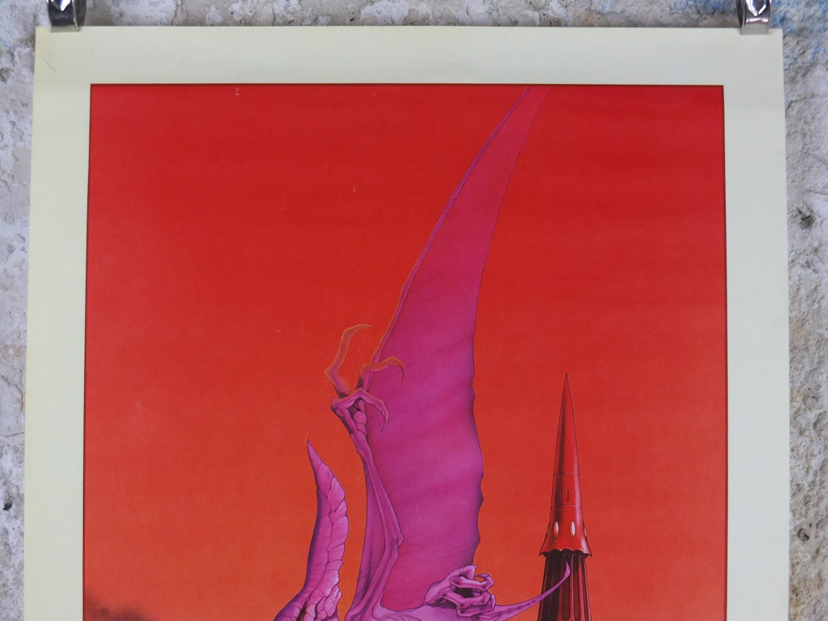 1977 signed Rodney Matthews Poster, Arrival of the Fire Clown, GA71 epic adventure quest art, Big O Posters, fantasy wall art decor