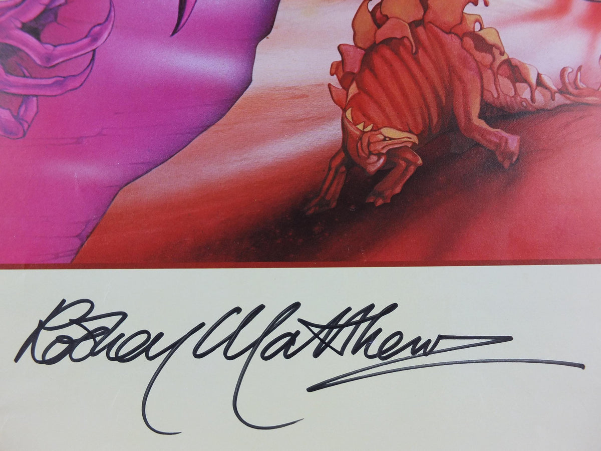 1977 signed Rodney Matthews Poster, Arrival of the Fire Clown, GA71 epic adventure quest art, Big O Posters, fantasy wall art decor