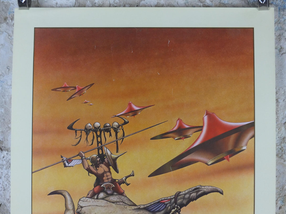 1977 signed Rodney Matthews Poster, Out of an Amber Sky, GA70 epic scifi adventure quest art, Big O Posters, fantasy wall art decor